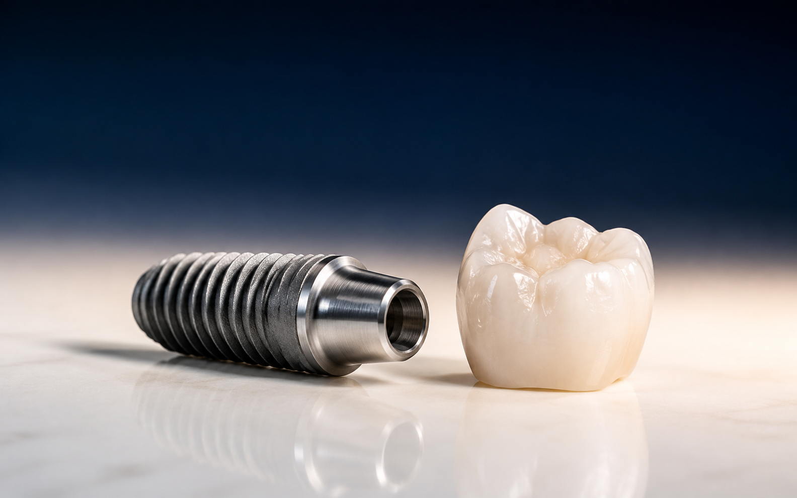 Titanium dental implant and ceramic crown